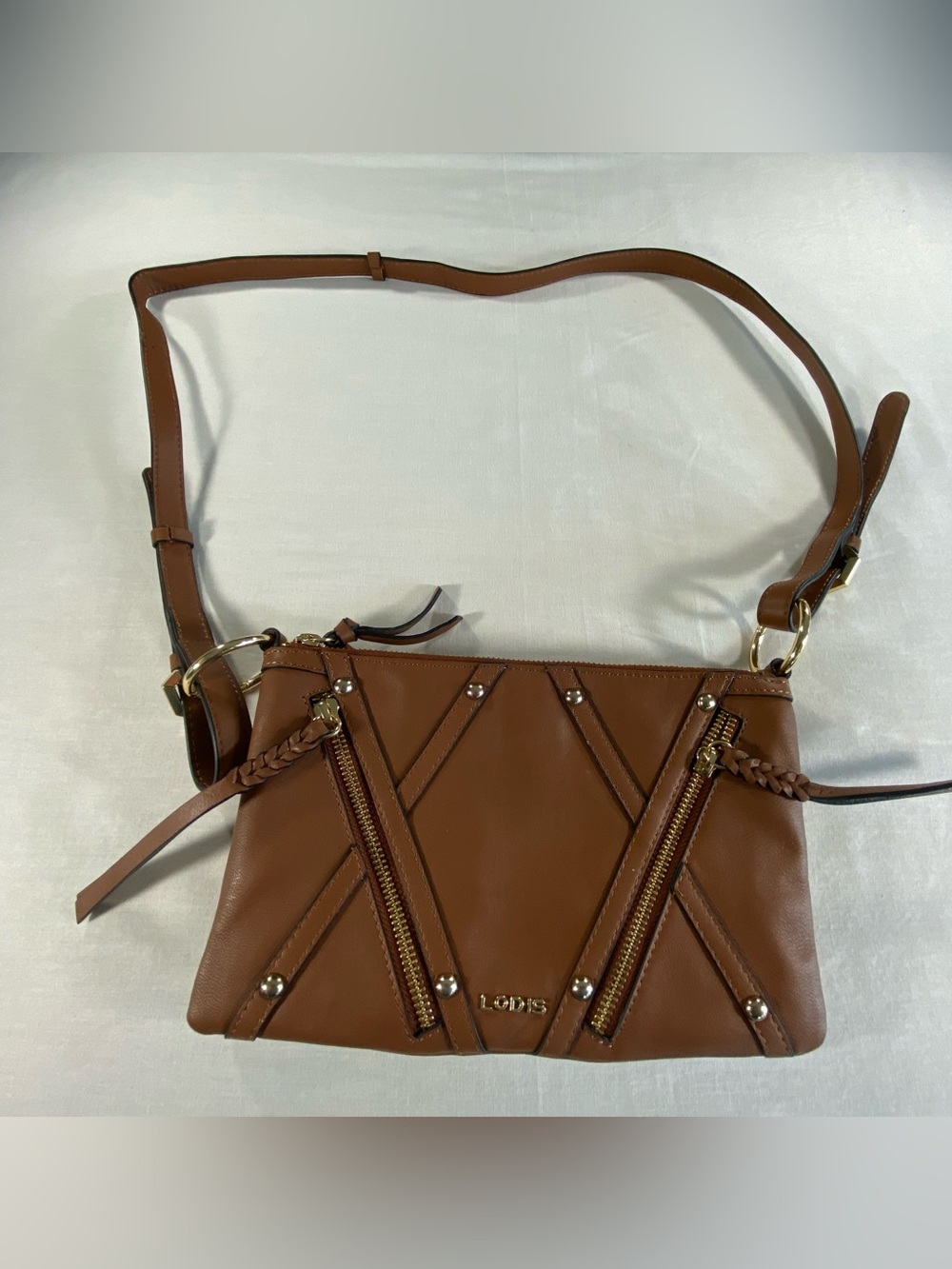 Vintage Lodis Brown Leather crossbody Handbag Purse Clutch